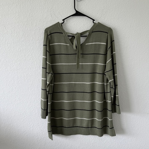 Talbots Olive Striped Sweatshirt - Picture 5 of 8
